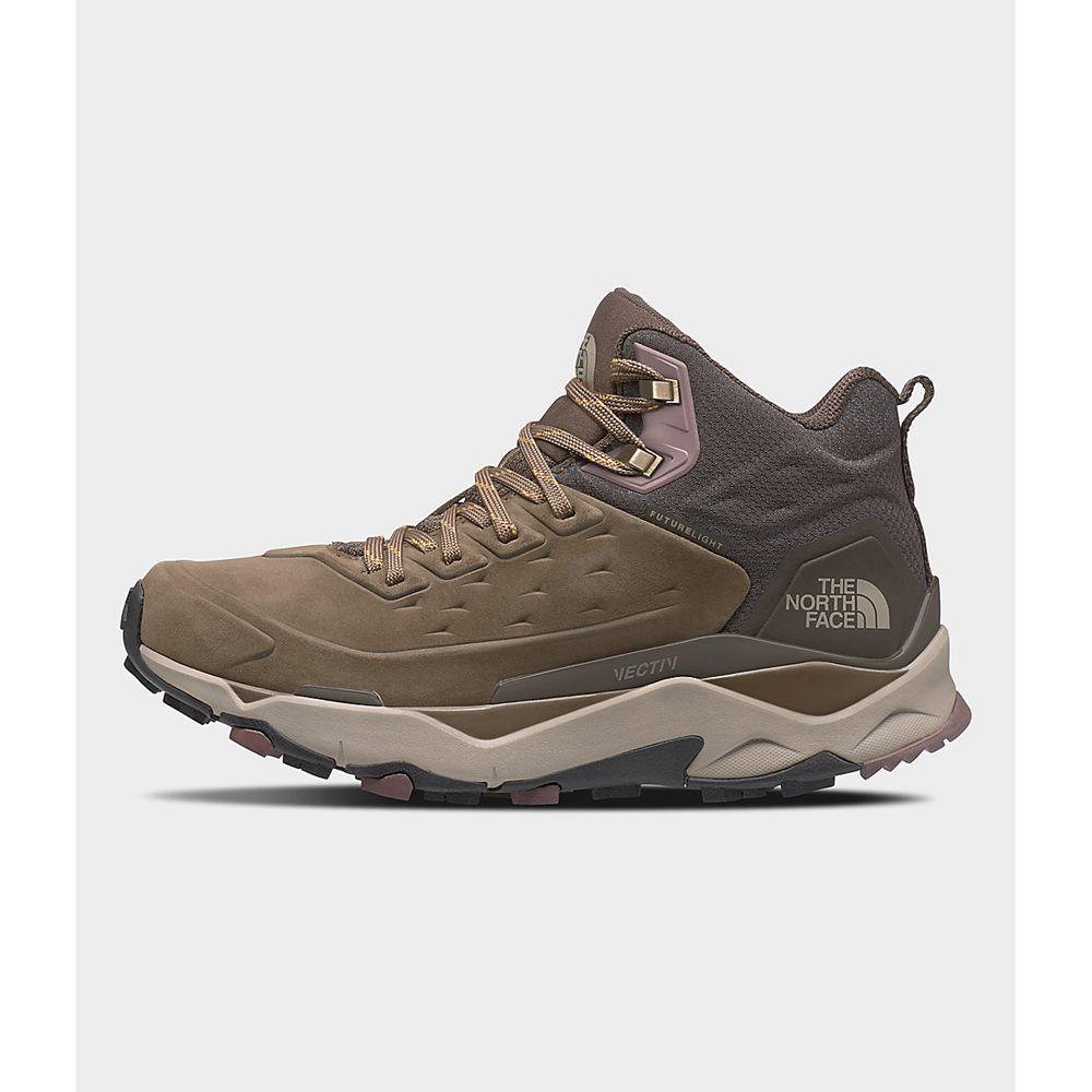 The North Face Vectiv Exploris Mid Futurelight™ Leather Γυναικεια Μποτάκια Πεζοπορίας - Καφε / Καφε